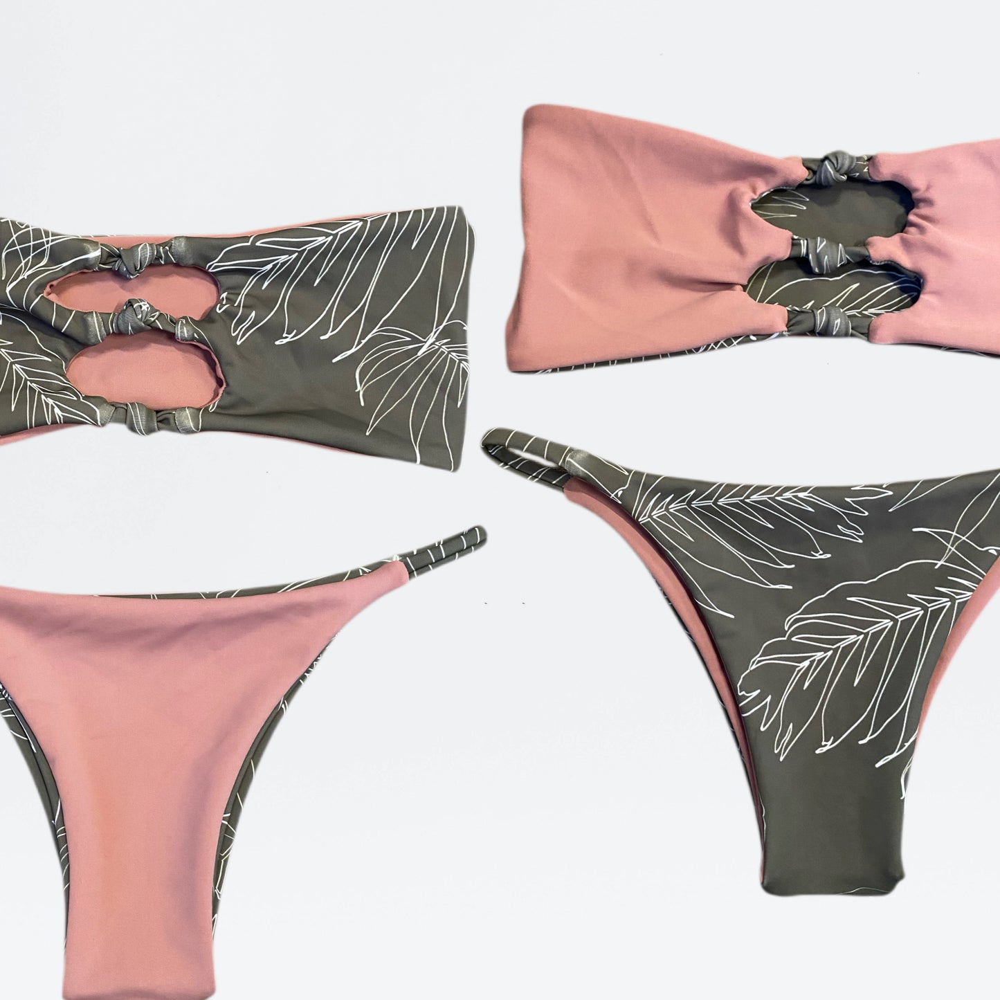 Knot Bandeau: Matcha Palms x Pink Mauve